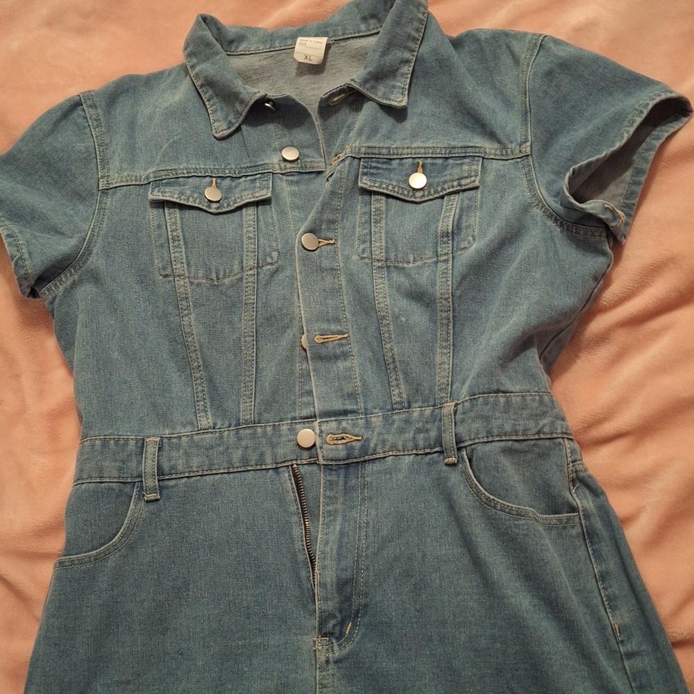 Denim Button-Up Jean Romper